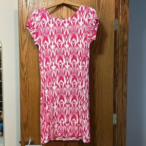 Pink and white print stretchy Hayley dress
